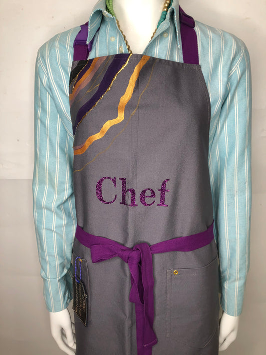 Grey, Black, Gold and Purple Geode Aprons