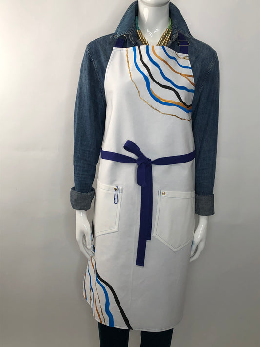 Blue, Gold, Black and White Geode Aprons